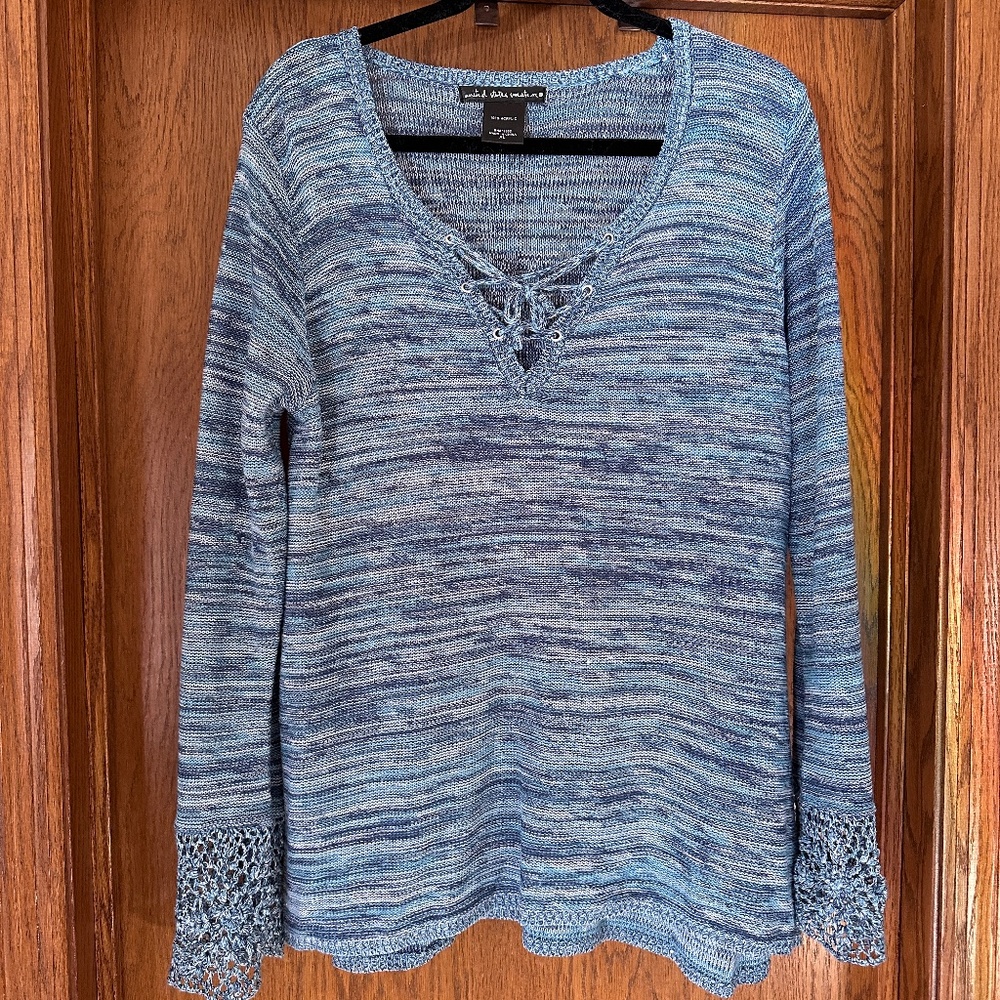 United States Sweaters knitted blue V neck